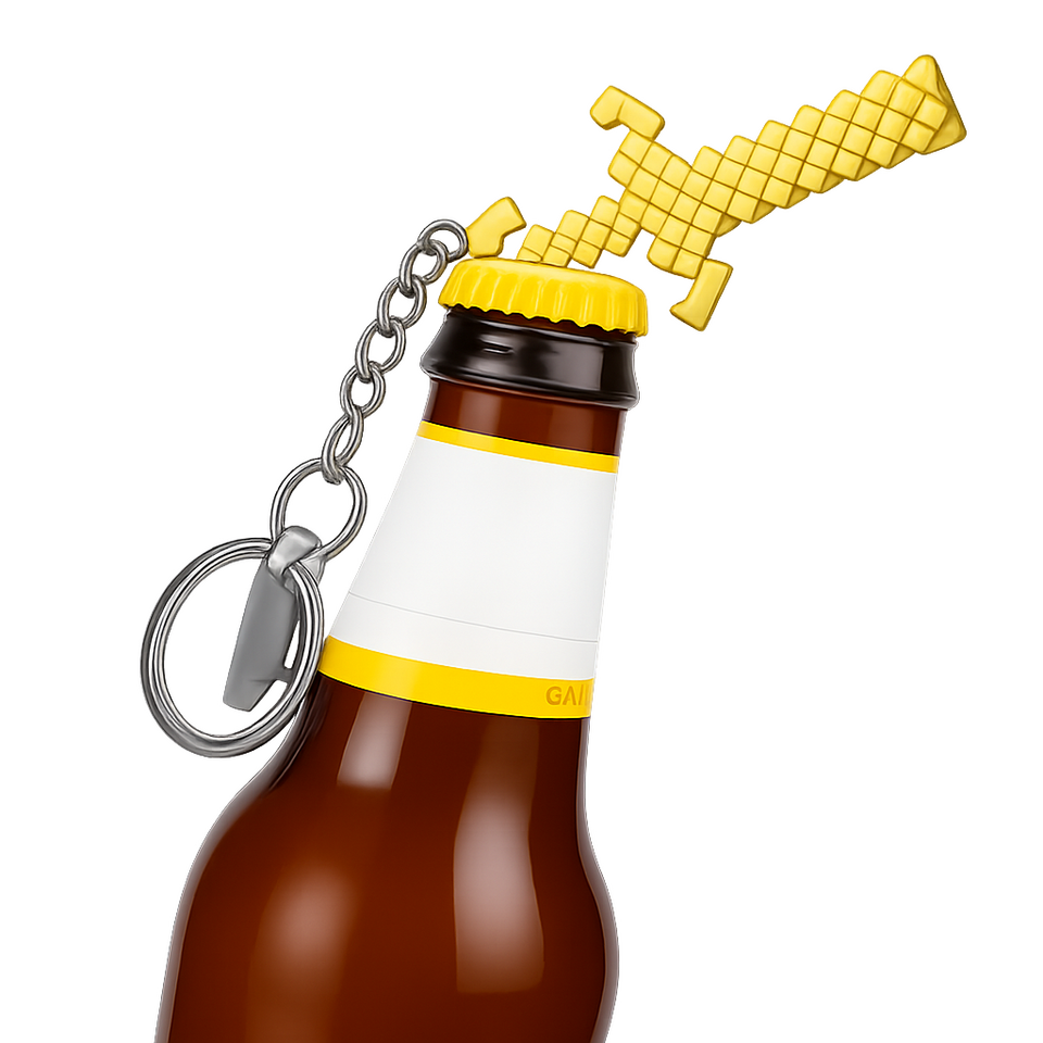 Flesopener in de vorm van een Minecraft-zwaard